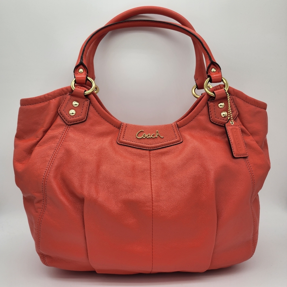 Coach Ashley F23308 Tearose Coral Leather Tote Shoulder Bag Medium